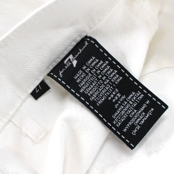 7 For All Mankind Flare Slit Jeans NEW White Denim Mid Rise Slim Leg Size 27 - Picture 9 of 9